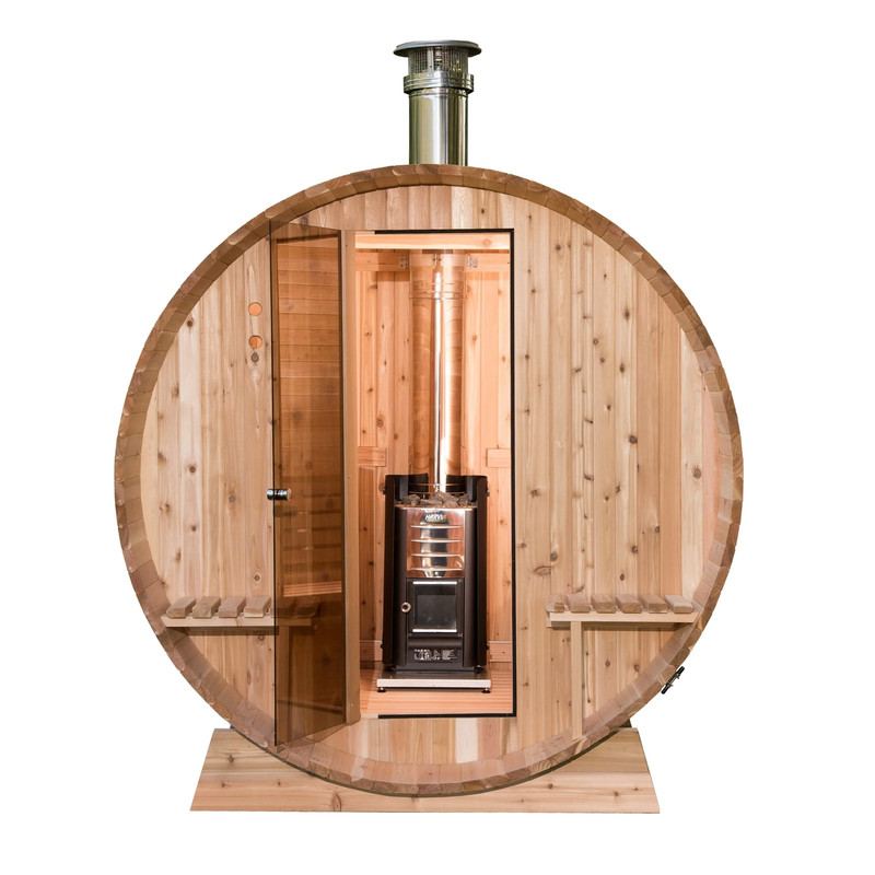 Grandview Wood-Burning  Barrel Sauna in Rustic Cedar